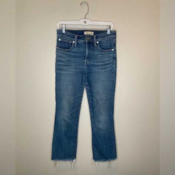 Madewell Cali Demi Boot Frayed Denim Blue Jeans Size 26 - Picture 1 of 8